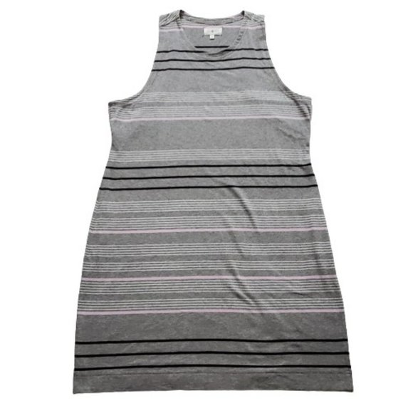 Lou & Grey Women's Gray Striped Racerback Tank Dress Size Large - Picture 3 of 11